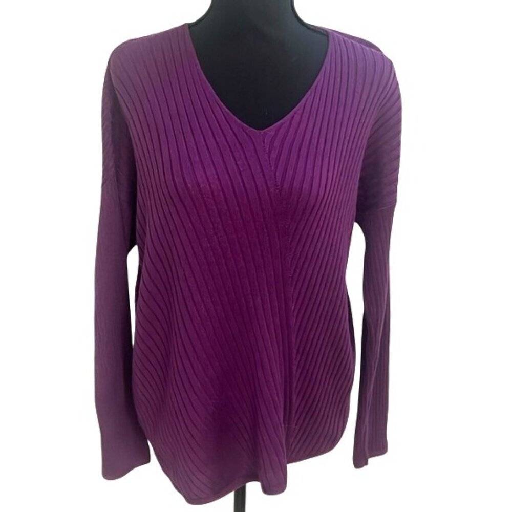 Eileen Fisher purple‎ ribbed sweater XS